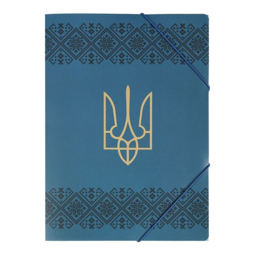 Папка «UKRAINE DECOR» А4 на гумках, вишиванка, синя, ТМ Buromax