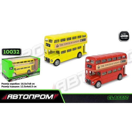 Автобус «BUS»12,5 см металевий з дверима що відкриваються, в асонртименті, у коробці 16,5х7х8 см, Автопром