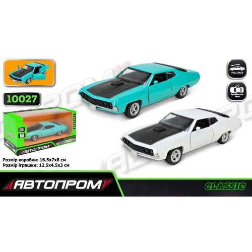 Машина «Ford Torino Cobra (1970)» 12,5 см металева з дверима що відкриваються, в асортименті, у коробці 16,5х7х8 см, Автопром