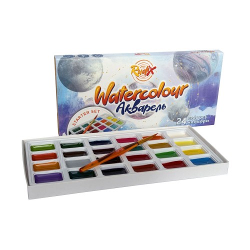Фарби акварельні «Starter Set» на 24 кольори з пензликом, RUDIX