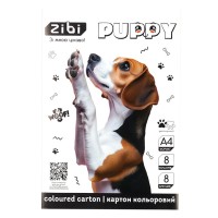 Картон кольоровий «CATS&DOGS» А4 двосторонній з 8 аркушів на 8 кольорів, 215 г/м2, KIDS Line