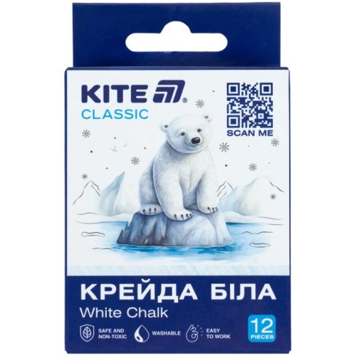 Крейда біла «Classic» кругла, 12 шт, ТМ Kite