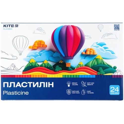 Пластилін «Classic» на 24 кольори, 480 г, ТМ Kite