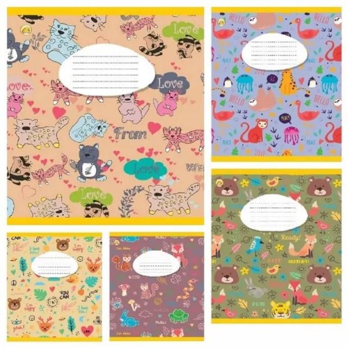 Зошит на 12 аркушів у клітинку «Animal pattern», ТМ Тетрада