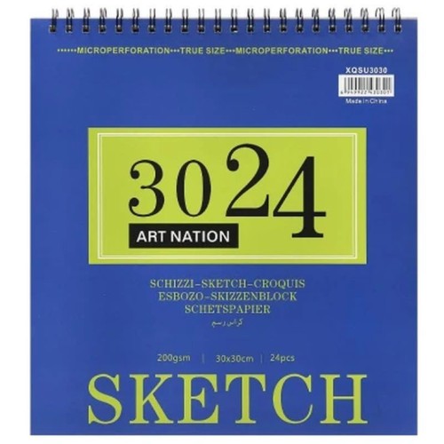 Скетчбук «SKETCH» 30х30 см на 24 аркуші на спіралі 200 г/м2, Art Nation