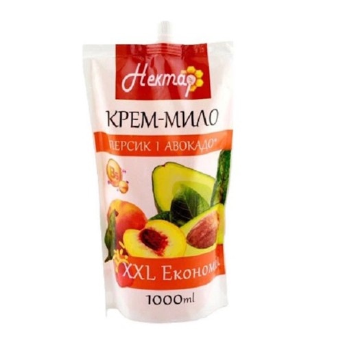 Крем-мило «Персик і авокадо» дойпак 1000 мл, ТМ Нектар