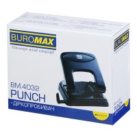 Діркопробивач до 40 аркушів металевий, сірий, ТМ Buromax