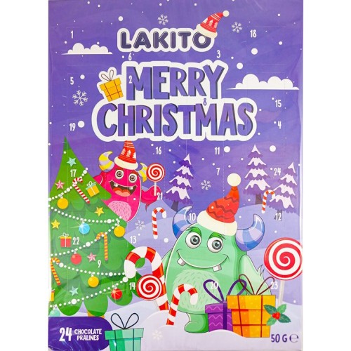 Адвент-календар з 24 цукерок та розмальовки, 50 г, ТМ Lakito