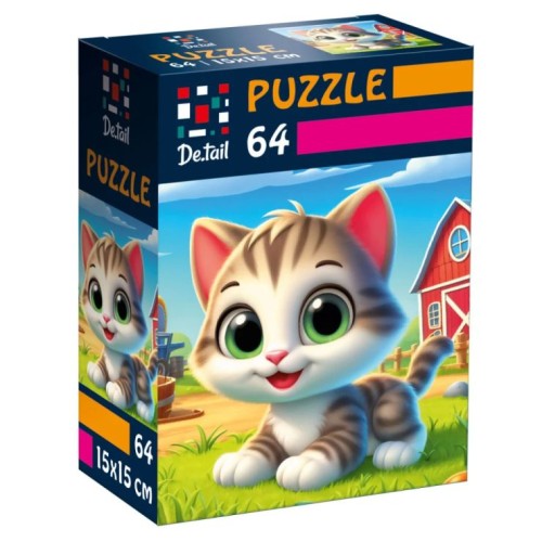 Пазли «De.tail. Забавне кошеня» на 64 елементи, у коробці 7х3,5х10 см, ТМ Vladi Toys