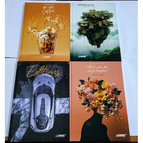 Канцелярська книга А4 на 96 аркушів у лініяю на скобі з лакованою обкладинкою, в асортименті, ТМ Brisk