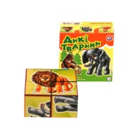 Кубики «Дикі звірі» з 4 елементів, у коробці 8х8х4 см, ТМ Технок