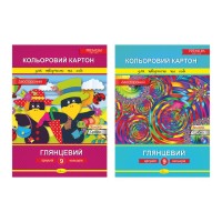 Картон кольоровий А4 9 аркушів на 9 кольорів двосторонній, 300 г/м2, ТМ Апельсин