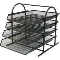 Лоток горизонтальний металевий на 4 відділення чорний 350х295х340 мм, ТМ Leader