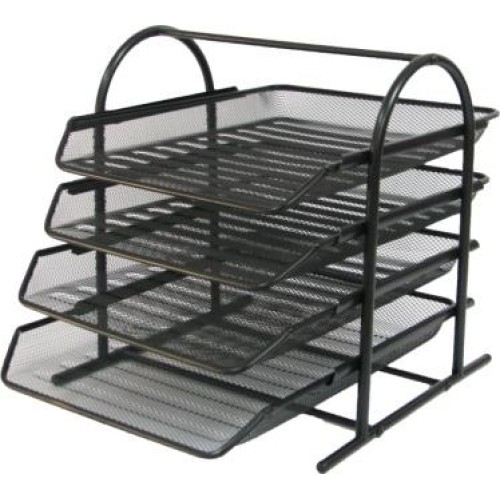 Лоток горизонтальний металевий на 4 відділення чорний 350х295х340 мм, ТМ Leader