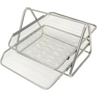 Лоток горизонтальний металевий на 2 відділення срібний 200х295х350 мм, ТМ Leader