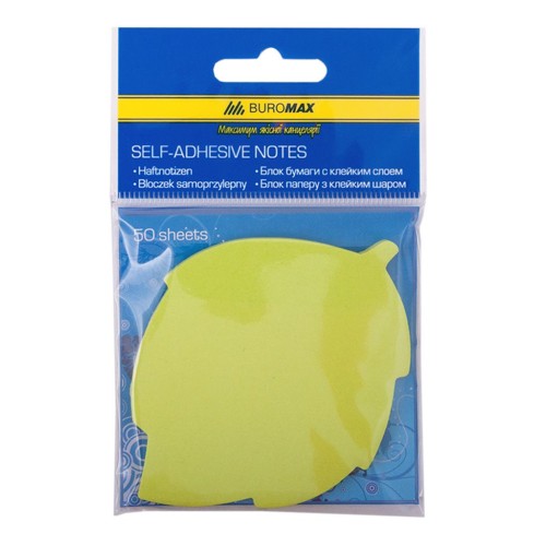 Блок паперу «Листя» неклеєний 50 аркушів неон, в асортименті, TM Buromax