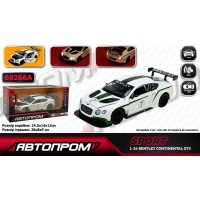 Машина «Bentley Continental GT3» 1:24 металева зі світлом, звуком та дверима що відкриваються, на батарейці, у коробці 24,5х12х10 см, Автопром