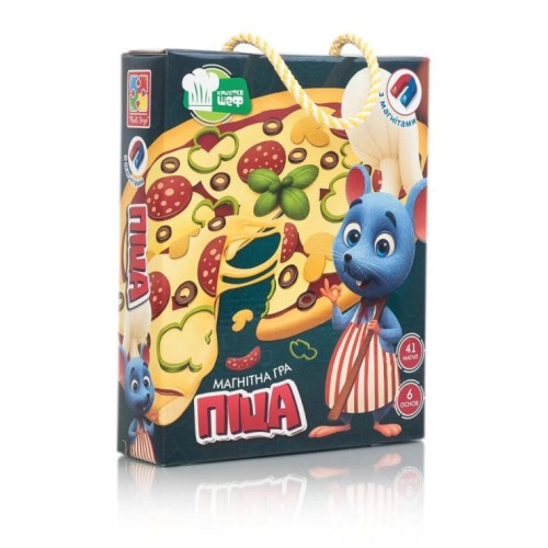 Гра настільна «Піца» з 6 оснвних полів та 41 магніта, у коробці 18х5х22,5 см, ТМ Vlady Toys