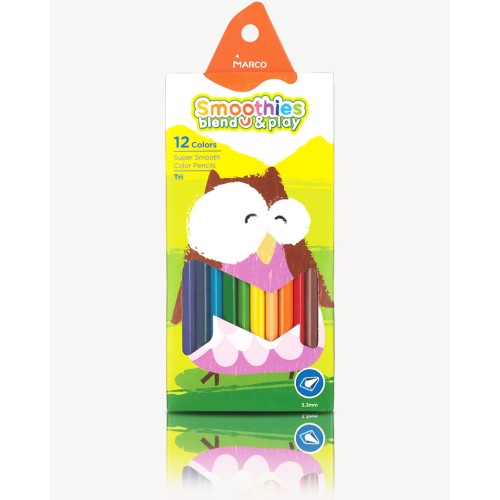 Олівці «Smoothies b&amp» трикутні суперм'які на 12 кольорів ТМ Marco