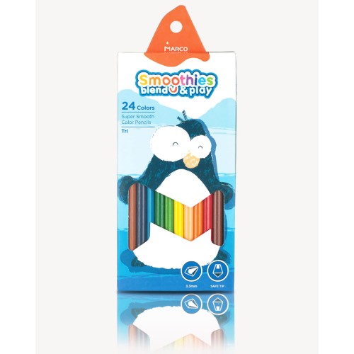 Олівці «Smoothies b&amp» трикутні суперм'які на 24 кольори, ТМ Marco