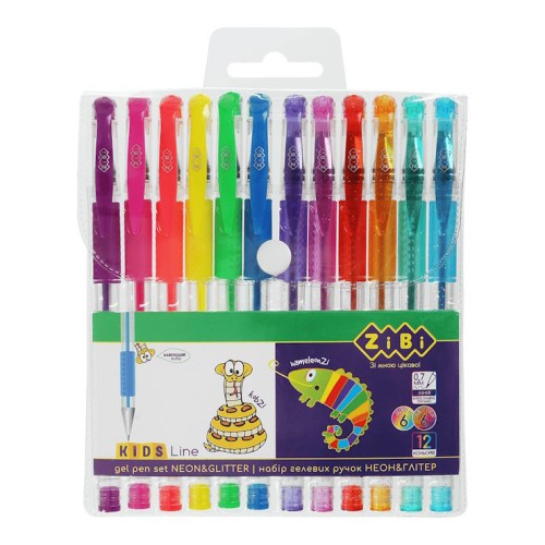 Набір гелевих ручок «NEON+GLITTER» з 12 шт, TM ZiBi
