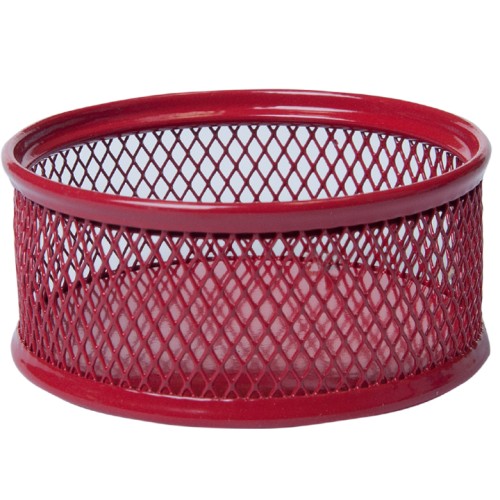 Підставка для скріпок «Сітка» 80х80х40мм, металева, червона, Buromax