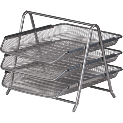 Лоток «3 в 1» горизонтальний металевий срібний 350х295х270 мм, ТМ Buromax