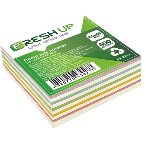 Блок паперу «Мікс» не клеєний 85х85 мм 400 аркушів, ТМ Fresh Up