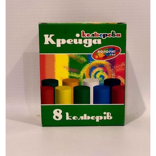 Крейда кольорова «Люкс Колор», кругла, 8 кольорів, у кортоннній упаковці 20х100 мм