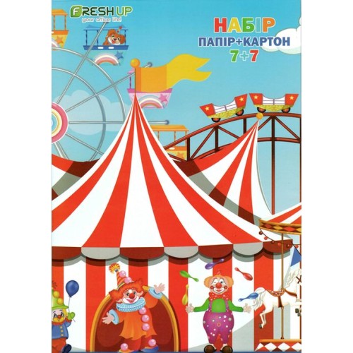 Набір кольорового паперу та картону «7+7», А4, 14 аркушів, 7 кольорів, ТМ Fresh Up