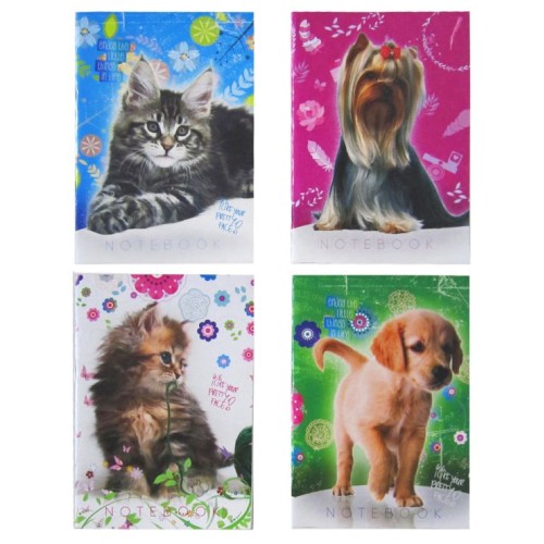 Нотатник А6 32 арк., на скобі, клітинка, офсет, серія «Собаки + Коти» ТМ Рюкзачок