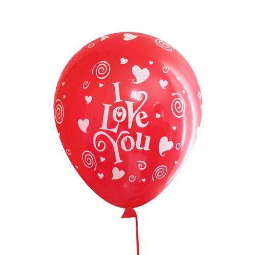 Кульки повітряні 30 см, червоні «Сердечка. I love you» 100 шт. в уп.