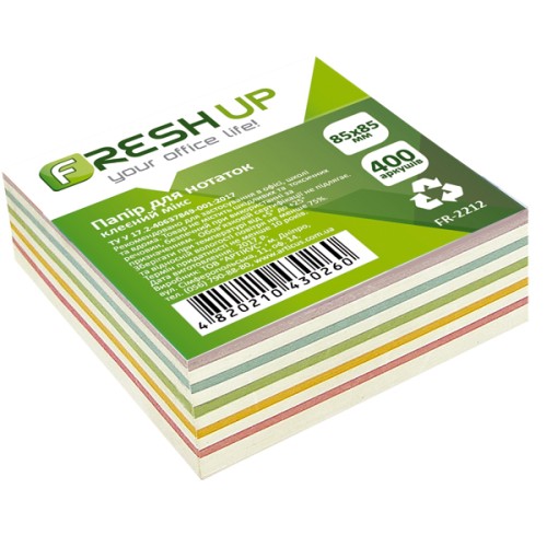 Блок паперу «Мікс» клеєний 85х85 мм 400 аркушів, ТМ Fresh Up