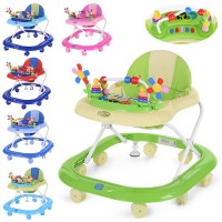 Ходунки музичні зі сввітлом на 8 колесах 6,5 см з 2 стопорами, регулюється висота, в асортименті, у пакеті