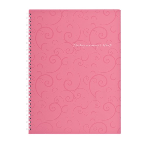 Канцелярська книга А4 «Barocco» на 80 аркушів у клітинку на спіралі з пластиковою обкладинкою, рожева, ТМ Buromax