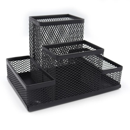 Органайзер настільний «Сітка» 150х100х100 см на 4 відділення металевий чорний, J.Otten