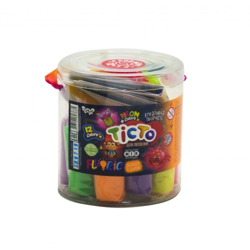 Набір тіста для ліплення «Fluoric» на 12 кольорів, у коробці 7х7х19,5 см, ТМ Данко Тойс