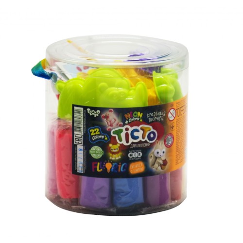 Тісто для ліплення «Fluoric» на 22 кольори, у тубі 10х10х11,5 см, ТМ Данко Тойс