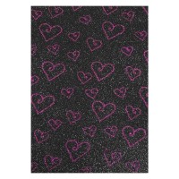 Фоаміран А4 товщиною 2 мм 10 аркушів з глітером та принтом, чорний, Флексика