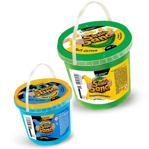 Кінетичний пісок «Stretch Sand» по 400 г, в асортименті, у відерці 12х12х7,5 см, ТМ Данко Тойс