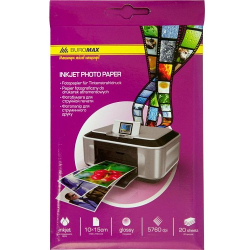 Фотопапір глянцевий 10х15 см 180 гр/м2 20 аркушів, TM Buromax