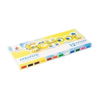 Фарби акварельні «Малята» на 12 кольорів без пензля, ТМ Гамма-Н