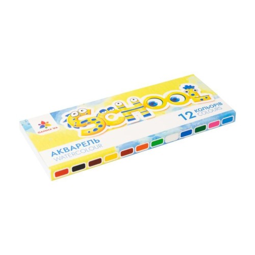 Фарби акварельні «Малята», 12 кольорів, без пензля, картон, ТМ Гамма-Н