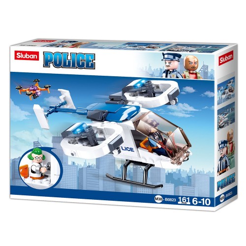 Конструктор «Поліцейський вертоліт» на 161 деталь з фігуркою, у коробці 24х19х4,5 см
