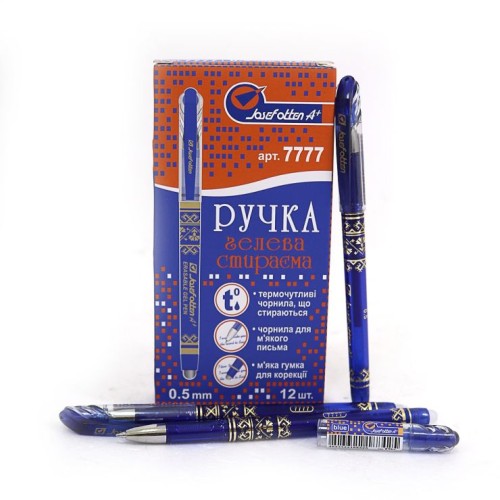 Ручка «Пиши-стирай» гелева 0,5 мм з товстим наконечником синя, J. Otten