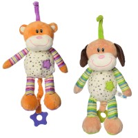 Підвіска «Тваринка» 33 см м'яка з прорізувачем, розтяжкою та музичним механізмом, в асортименті