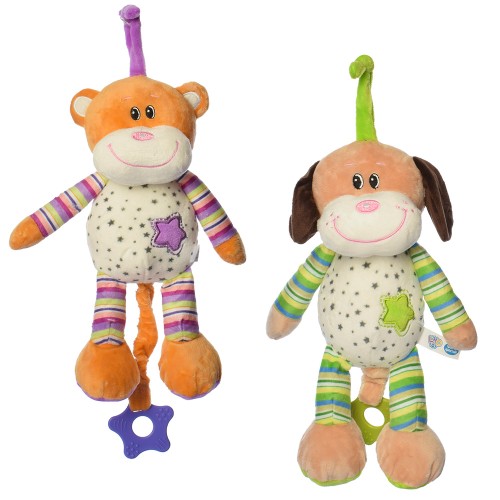 Підвіска «Тваринка» 33 см м'яка з прорізувачем, розтяжкою та музичним механізмом, в асортименті