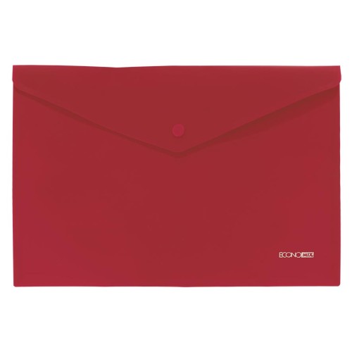 Папка-конверт на кнопці А4 180 мкм непрозора, червона, TM Economix