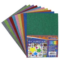 Фоаміран A4 1,7 мм з глітером та клеєм на 10 кольорів, ТМ J.Otten