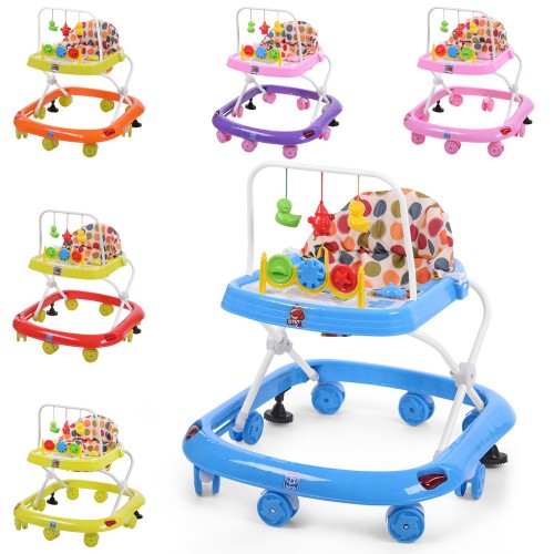 Ходунки музичні зі світлом, дуга з підвісками, на 8 колесах з 2 стопорами, на батарейці, в асортименті